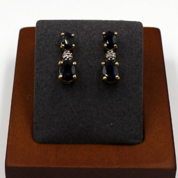 Sapphire and Diamond Earrings - Picture 1 of 7